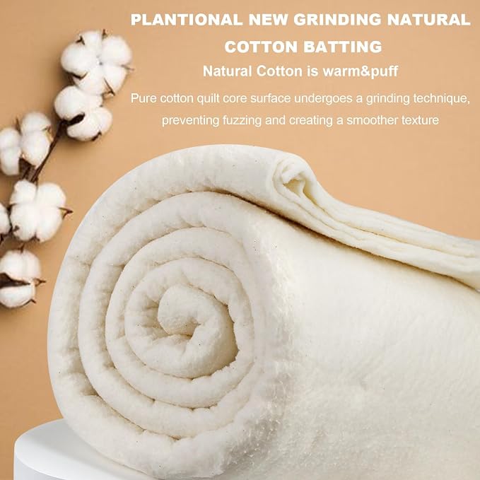 PLANTIONAL Grinding Natural Cotton Quilt Batting: 59-Inch x 79-Inch Light - Image 8