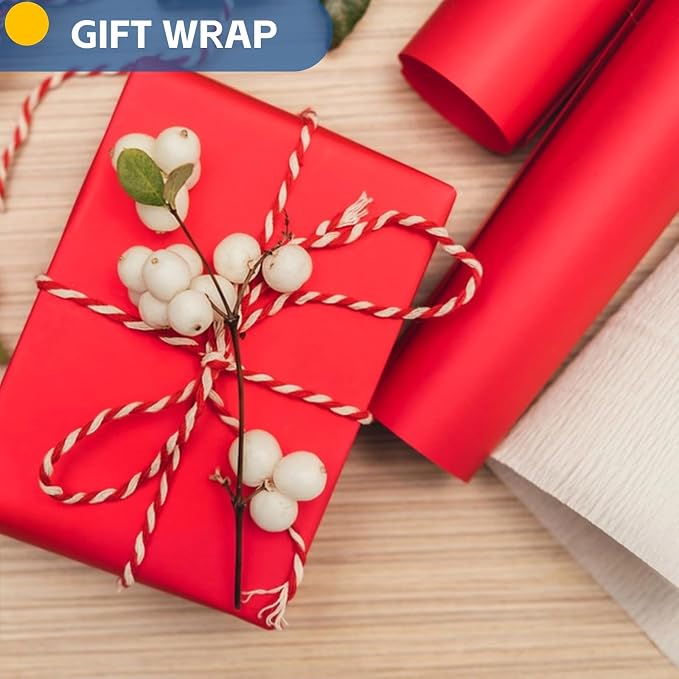 Red Christmas Wrapping Paper, Bouquet Flower Gift Wrap - Image 2