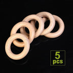 FoDau770 5pcs Natural Beech Wooden Rings, Unfinished Solid Wood Rings Heavy - Image 3