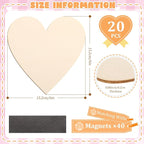 Qunclay 20 Pcs Wooden Heart Magnets - Image 2