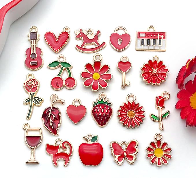 WOCRAFT 40pcs 20 pairs Assorted Enamel Bracelet Charms - Image 6