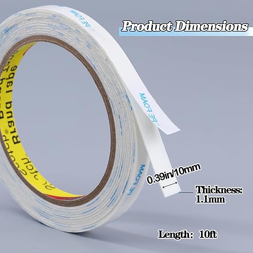 Double Sided Tape Heavy Duty, 0.39in×10ft Picture Hanging Strips - Image 2