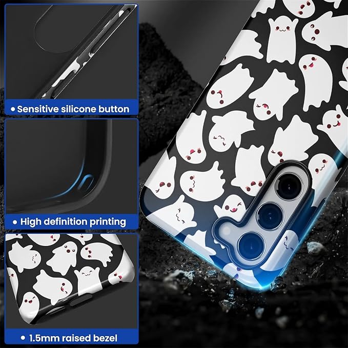 Case for Samsung Galaxy S23 Plus Case, Halloween Ghosts Bats Design Hybrid Dual - Image 4