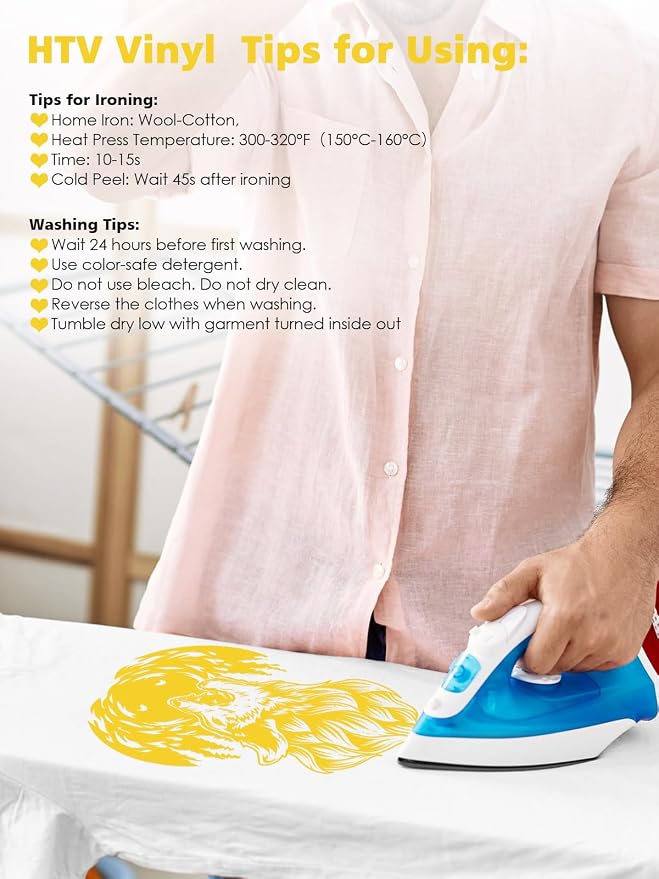 Heat Transfer Vinyl Bundle: 16 Pack 12" x 10" Yellow Heat Transfer Vinyl T-Shirt - Image 3