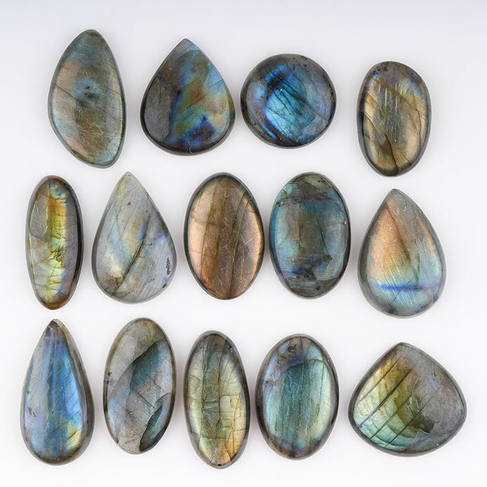 10pcs Mix Labradorite Cabochons Gemstone Crystals, Wholesale Bulk Lot, Wire - Image 2