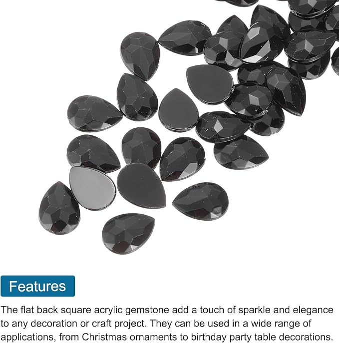 MECCANIXITY 50PCS Flat Back Acrylic Teardrop Gems 10x14mm Artificial Rhinestones - Image 4