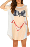 Ekouaer Women's Bikini Shirt Cover Up Short Sleeve Cute Bikini Print Cover-Up by EKOUAER