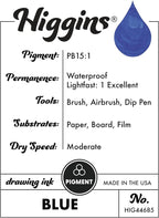 Higgins Blue Pigmented Drawing Ink - Image 3