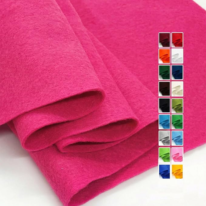Hot Pink Felt Fabric 36" X 36", 1.6mm Thick Soft and Durable Flexible Craft by FANOMMI