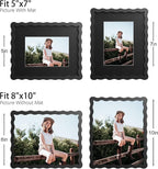 8x10 Picture Frame with Mat for 5x7, Wavy Edge Wooden Real Glass Photo Frame - Image 4