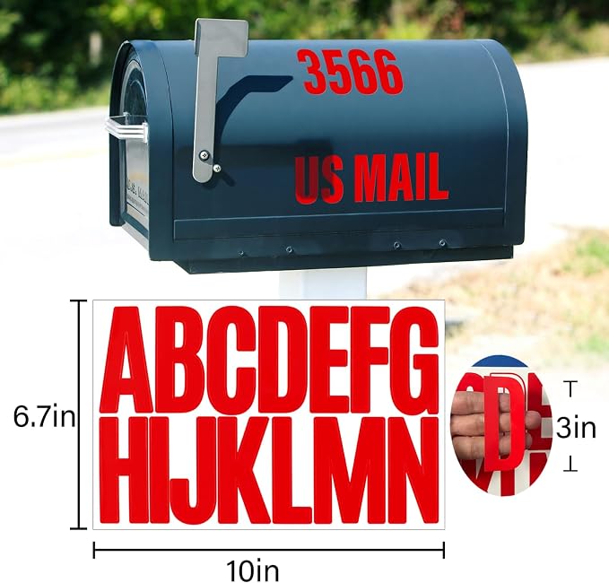 Letter Stickers, Mailbox Numbers, 3 Inch Waterproof Vinyl Alphabet | 3 Inch Red - Image 2