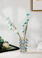 Magcolor Hand Painted Blue Woven Glass Vase -Crystal Flower Vase- 7.7 inch - Image 3