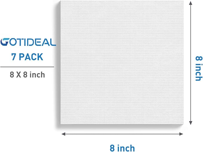 GOTIDEAL Stretched Canvases for Painting, 8x8 Inch Set of 7, Primed White - Image 2