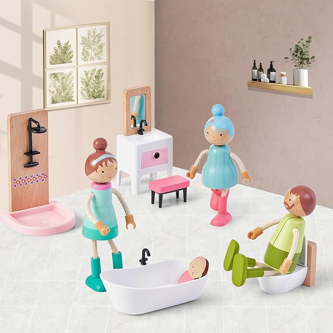 Giant bean 36pcs Wooden Dollhouse Furniture Set - Image 5