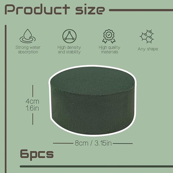 6 Pcs Round Floral Foam 3.2x1.6in Florist Foam - Image 2