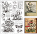 GLOBLELAND Vintage Mushroom Text Clear Stamps by GLOBLELAND
