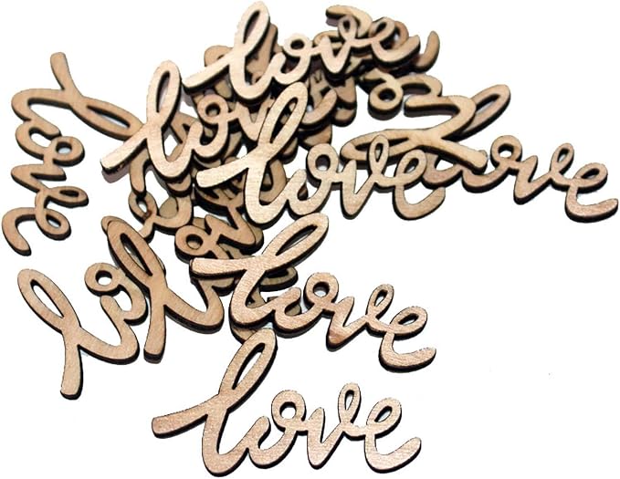 30pcs Little Love Wood Crafts DIY Cutout Wooden Slices Embellishments - Image 4