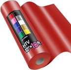 Sooez 12" x 10ft Heat Transfer Vinyl Roll Red, HTV by Sooez