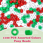 QPIXVB 1100PCS Christmas Beads, Pony Beads, Christmas Pony Bead - Image 2