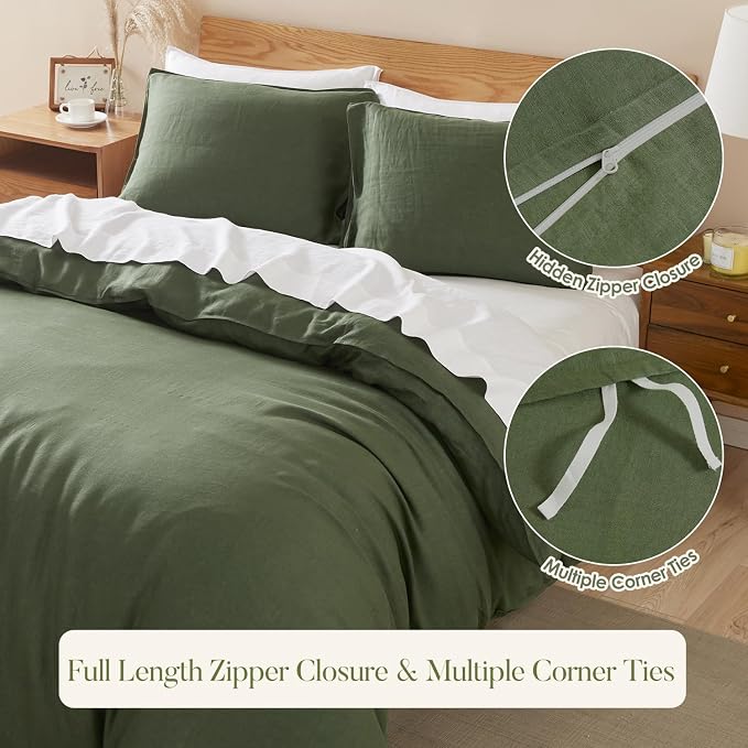 DAPU 100% Linen Duvet Cover, Pure Natural French Flax Linen - Image 4