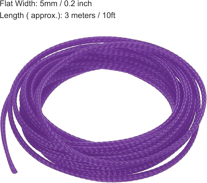 uxcell PET Expandable Sleeving 10ft 1/8" Purple Cable Management Sleeve Cord - Image 3