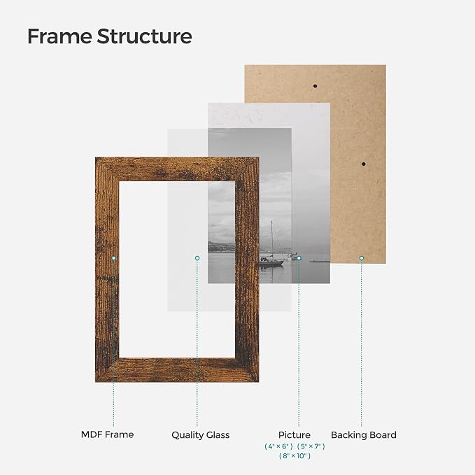 SONGMICS Picture Frames, Collage Picture Frames Set of 10, Two 8x10, Four 5x7 - Image 8