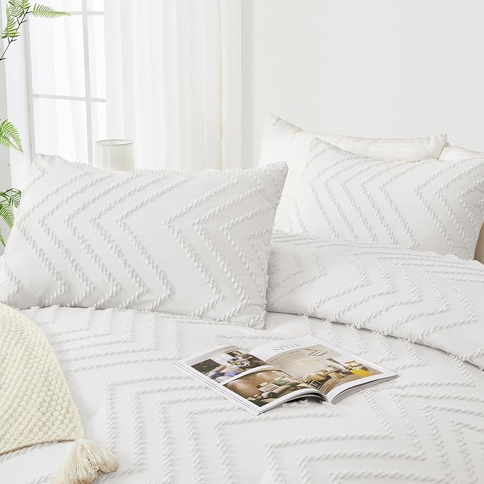 Andency White Oversized Super King Plus Comforter Set 128x120, Extra Large King - Image 4