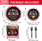 200pcs BBQ Baby Shower Plates Napkins Baby Q Paper Tableware Set It's A BabyQ - Image 2