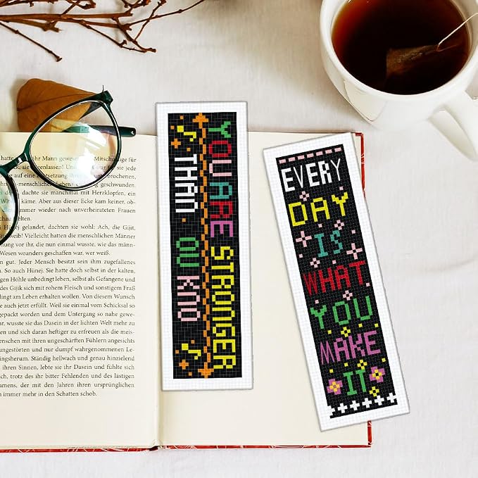 INFUNLY 6Pcs Inspirational Words Cross Stitch Bookmark Kits 8"x2.4" DIY - Image 5