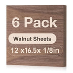 6 Pack Walnut Plywood Sheets, 12 x 16.5 x 1/8 Inch, 3mm Plywood by Wowood