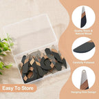 FASHEWELRY 20Pcs Resin Wood Earring Charms 3 Tone Wooden Earring Blanks - Image 5