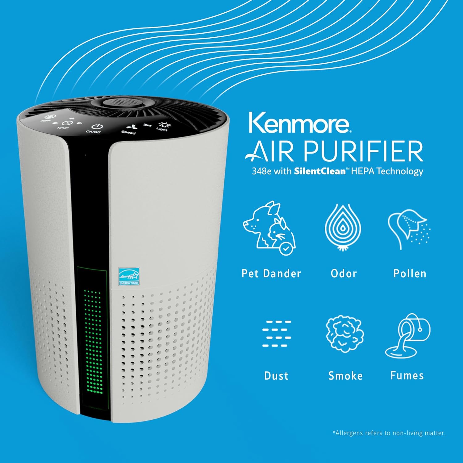 Kenmore PM1010 Air Purifiers for Bedroom Up to 348 Sq.Foot with H13 True HEPA Filter, Child Lock, Sleep Mode for Small Rooms