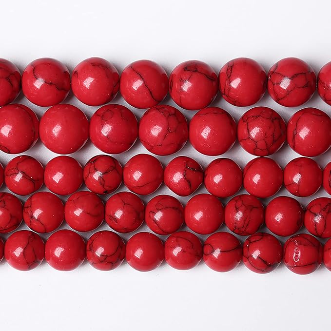 90pcs 4mm Natural Stone Beads Red Turquoise Gemstone Round Loose Beads by NaturalStoneBeads
