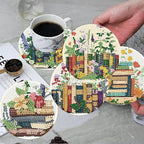 ijbnhd 8 Pcs Diamond Art Coasters Kits Books Diamond Painting Coasters | Books - Image 5