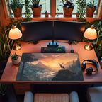 Misty Forest Desk Pad Mat Anime Mouse Pad Gaming Playmat, Large Mouse Pad Deer - Image 4