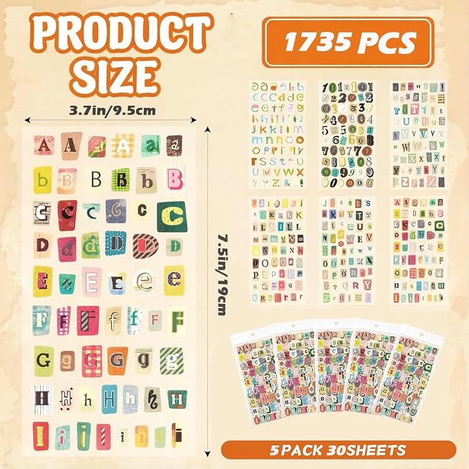 1735PCS Vintage Stickers, 30 Sheet Scrapbook Stickers Graffiti, Cute Vintage - Image 2