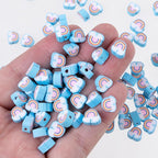 100pcs Blue Horizontal Hole Rainbow Polymer Clay Spacer Beads - Image 2