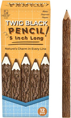 BSIRI Wooden Pencils Rustic Bark Twig Natural Wood Pencil 12 Pack 5 Inch by HB3FbyBSIRI