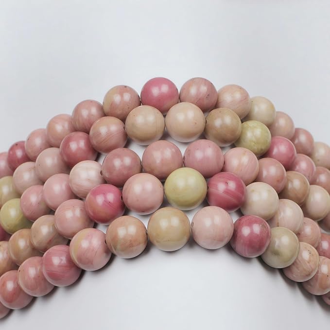 MJDCB Natural Red Stripes Rhodonite Round Stone Beads - Image 6