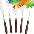 Palette Knife Set 5 Pcs Stainless Steel Painting Knives Wooden Handle | by CreateconfidentlyCreatewithRackii%E2%80%8B