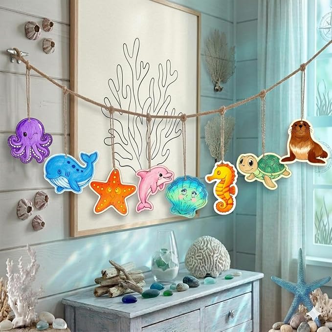 80PCS Unfinished Ornament Wood Crafts, Painting Blank Wooden Cutouts | DIY 10 - Image 6