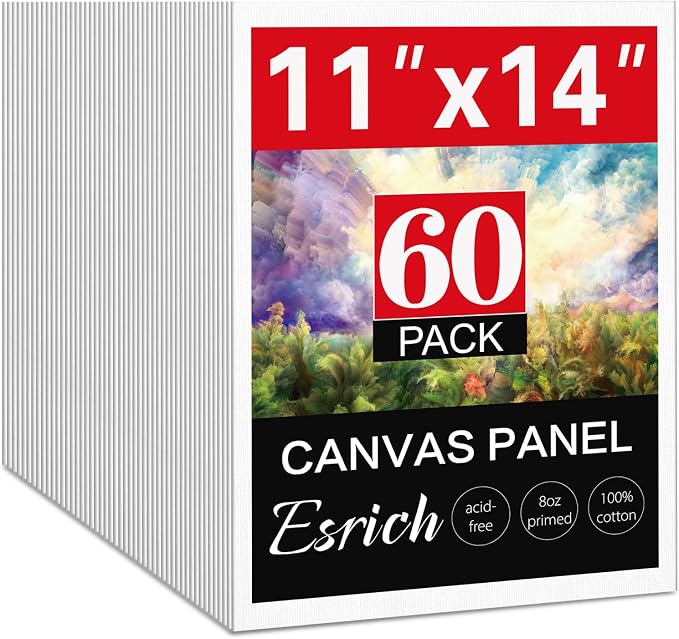 ESRICH Canvas for Painting 11x14, 60 Pack Canvas Boards for Painting Cotton by ESRICH