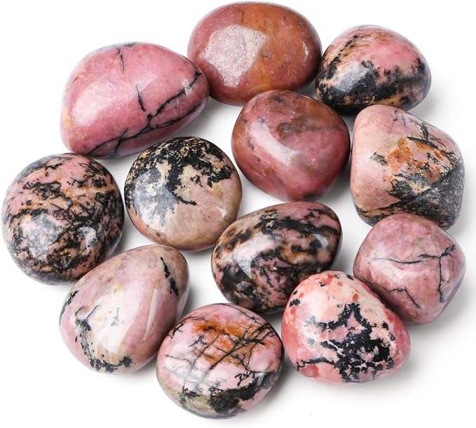 DUQGUHO Rhodonite Crystals Healing Crystal Stones Set Natural Crystals Bulk by DUQGUHO