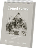 Fuxi Toned Gray Sketchbook 11x14, Large Drawing Pad, 60 Sheets Spiral Bound by SketchBook