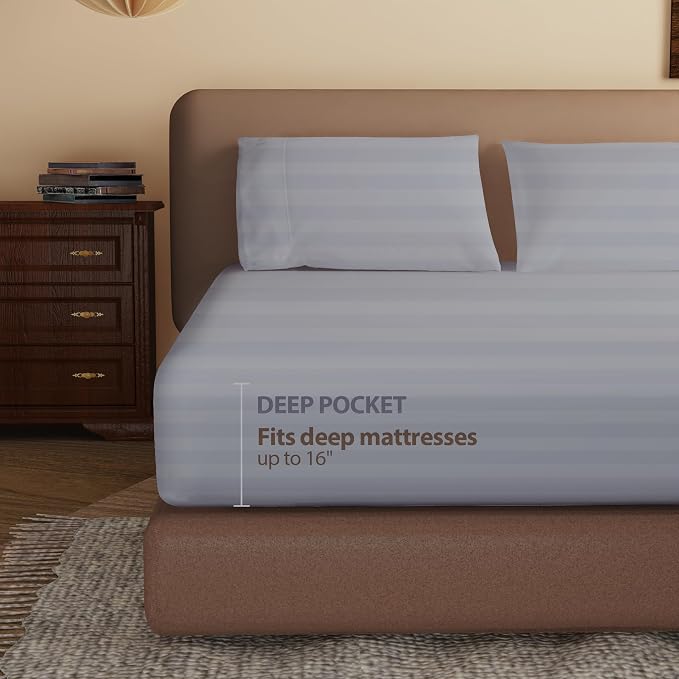 2-Pack 100% Egyptian Cotton Fitted Sheet TwinXL Size, 600 Thread Count Cotton - Image 3