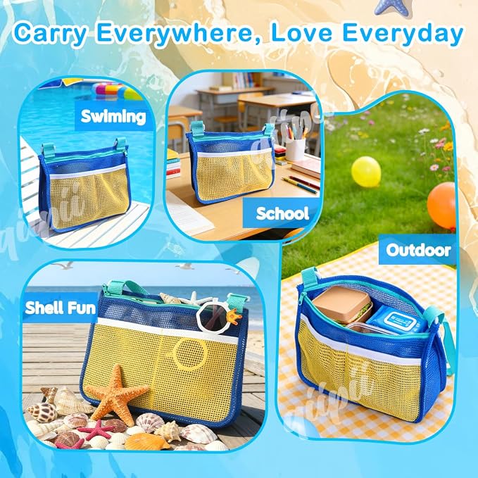 qiipii 1 Pack Beach Mesh Bag Shell Collecting Bag Beach Sand Toy Bags - Image 5