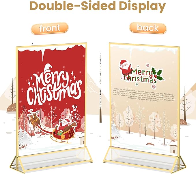 Double-Sided Gold Frames 4X6 Acrylic Sign Holder -6 Pack | Gold Picture Frames - Image 3