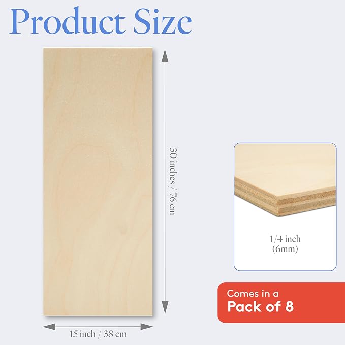 Baltic Birch Plywood 15 x 30 x 1/4 Inch - 6 mm Craft Wood - Image 2