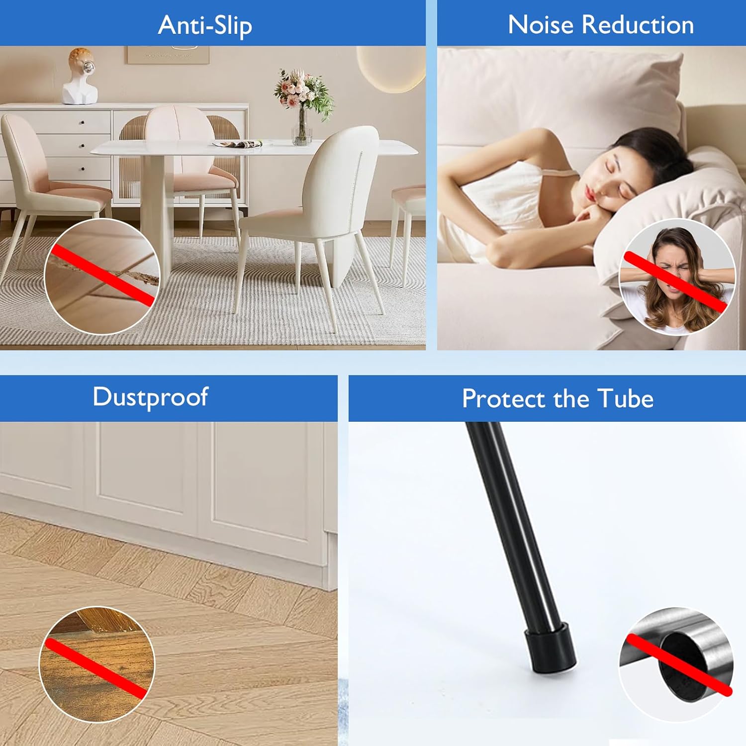 4 Pcs 1-1/4" Round Rubber Chair Leg Caps, PVC Table Leg Covers, Flexible & Anti-Slip Furniture Leg End Caps, Chair Leg Floor Protectors for Bar Stool Leg Patio Indoor, Black