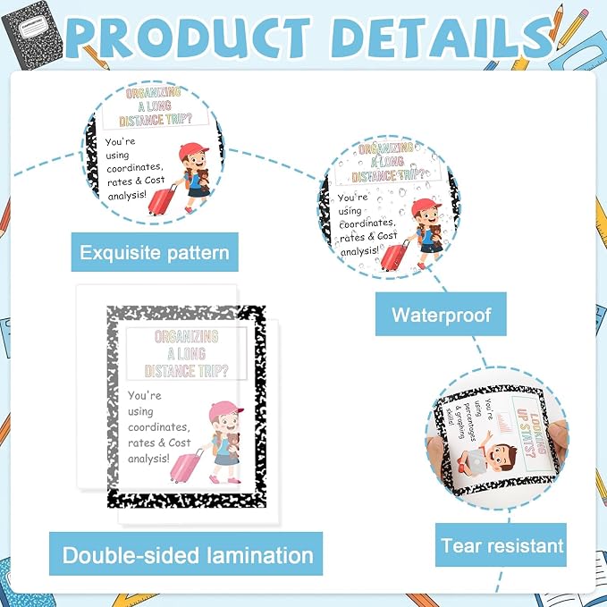 Math Bulletin Board Set Mathematics Composition Notebook Classroom Decoration - Image 3